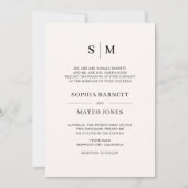 Invitation Mariage de monogramme classique beige (Devant)