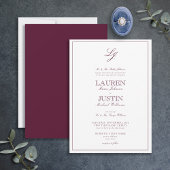 Invitation Mariage de monogramme classique en Bourgogne