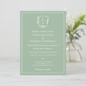 Invitation Mariage de monogramme classique Eucalyptus Floral  (Debout devant)