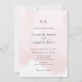 Invitation Mariage de monogramme couleur rose pâle (Devant)
