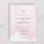 Invitation Mariage de monogramme couleur rose pâle (Devant / Derrière)