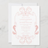 Invitation Mariage de monogramme d'art de la ligne florale ro (Devant)