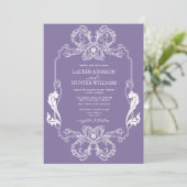 Invitation Mariage de monogramme d'art de ligne florale de la (Debout devant)
