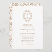 Invitation Mariage de monogramme d'automne (Devant / Derrière)