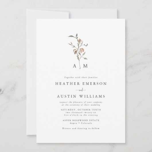 Invitation Mariage de monogramme de Boho rustique (Devant)