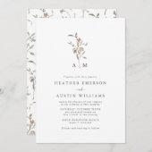 Invitation Mariage de monogramme de Boho rustique (Devant / Derrière)