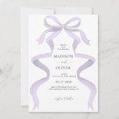 Invitation Mariage de Monogramme de Bow violet élégant modern (Devant)