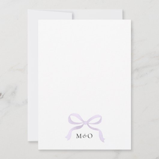 Invitation Mariage de Monogramme de Bow violet élégant modern (Dos)