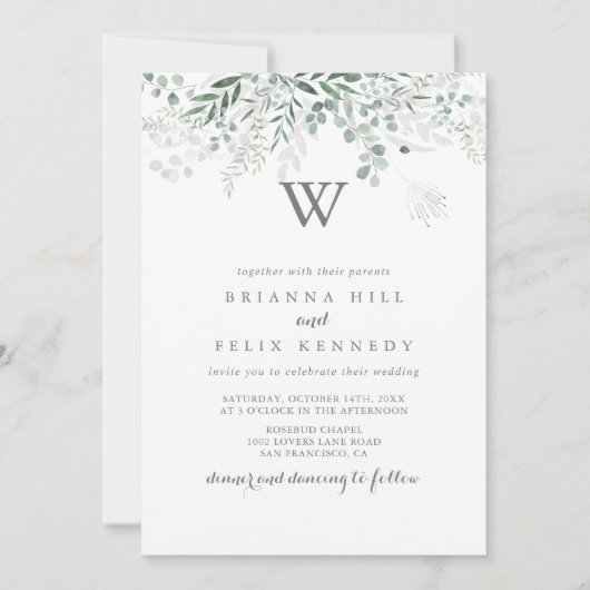 Invitation Mariage de monogramme de calligraphie moderne (Devant)