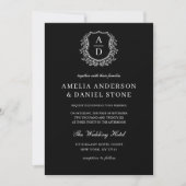 Invitation Mariage de Monogramme de Cimier Floral Formel (Devant)