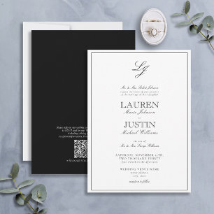 Invitation Mariage de monogramme de code QR classique