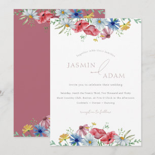Invitation Mariage de monogramme de coquelicot de fleur sauva