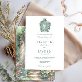 Invitation Mariage de monogramme de couleur verte terreuse