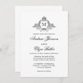 Invitation Mariage de monogramme de couronne royale (Devant / Derrière)