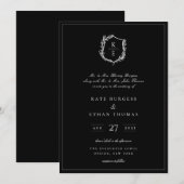 Invitation Mariage de monogramme de crête botanique (Devant / Derrière)