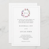 Invitation Mariage de monogramme de fleurs de pois doux (Devant / Derrière)