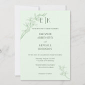 Invitation Mariage de monogramme de fleurs intemporel (Devant)
