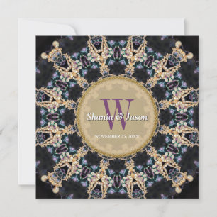 Invitation Mariage de monogramme de Gems précieux