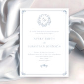 Invitation Mariage de monogramme de la crête bleue Dusty