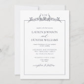 Invitation Mariage de monogramme de la frontière florale bleu (Devant)