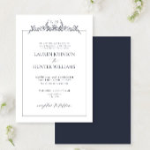Invitation Mariage de monogramme de la frontière florale bleu