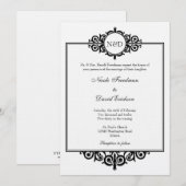 Invitation mariage de monogramme de parchemin victorien noir  (Devant / Derrière)