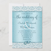 Invitation Mariage de monogramme de Parties scintillant bleu  (Devant)