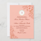 Invitation Mariage de monogramme de pêche (Devant)