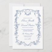 Invitation Mariage de Monogramme de photo en bleu de Victoria (Devant)
