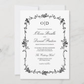 Invitation Mariage de monogramme de photo noir de Victoria (Devant)