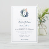 Invitation Mariage de Monogramme de plage marine (Debout devant)