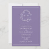 Invitation Mariage de monogramme de poitrine de Lavande (Devant)