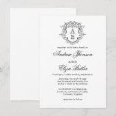 Invitation Mariage de monogramme de poitrine noire et blanche (Devant / Derrière)