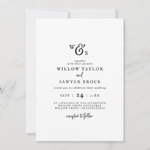 Invitation Mariage de monogramme de script rustique