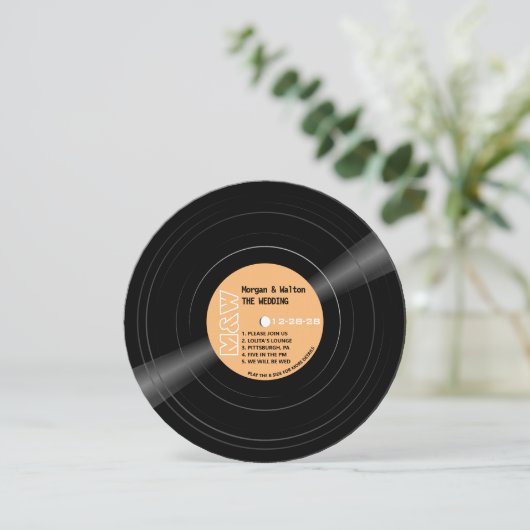 Invitation Mariage de monogramme de vinyle (Debout devant)