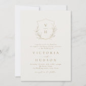 Invitation Mariage de monogramme d'écusson botanique simple e (Devant)