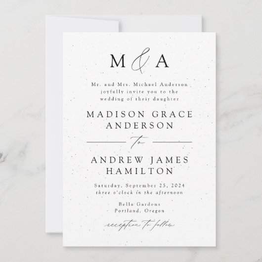 Invitation Mariage de monogramme d'élégance moderne (Devant)
