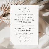 Invitation Mariage de monogramme d'élégance moderne