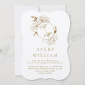 Invitation Mariage de Monogramme d'or blanc (Devant)