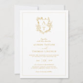 Invitation Mariage de monogramme d'or de crête formelle (Devant)