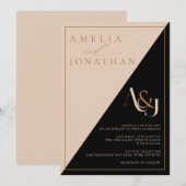 Invitation Mariage de monogramme élégant et moderne (Devant / Derrière)