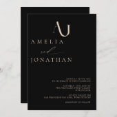 Invitation Mariage de monogramme élégant et moderne (Devant / Derrière)