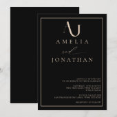 Invitation Mariage de monogramme élégant et moderne (Devant / Derrière)