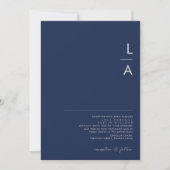 Invitation Mariage de monogramme en argent bleu marine modern (Devant)