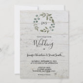 Invitation Mariage de monogramme en bois feuille rustique (Devant)