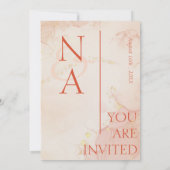 Invitation Mariage de monogramme en marbre or orange Peach (Dos)