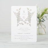 Invitation Mariage de monogramme en or gris argent (Debout devant)