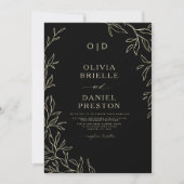 Invitation Mariage de monogramme en or noir élégant QR Code (Devant)