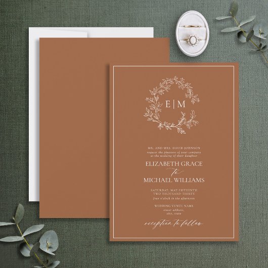 Invitation Mariage de monogramme en terre cuite