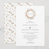 Invitation Mariage de monogramme Fleur sauvage de Bohême (Devant / Derrière)